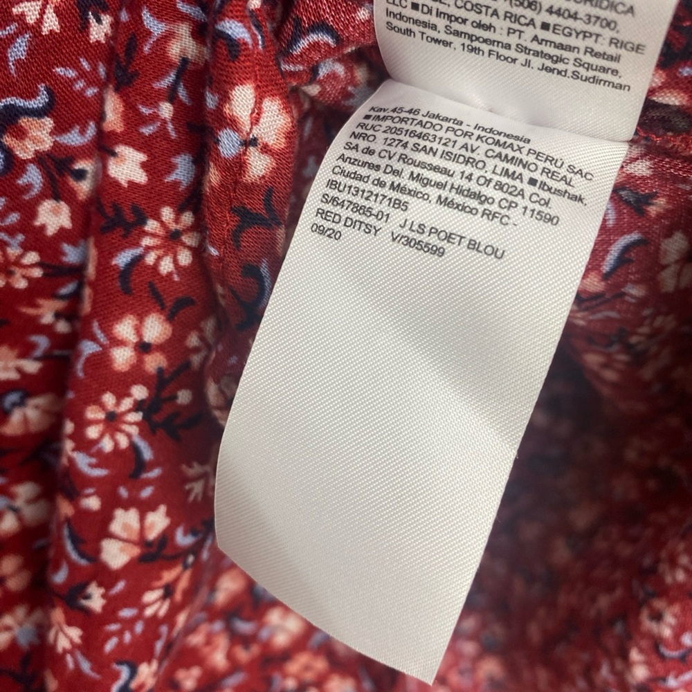 Old Navy Red Ditsy Floral Oversized Button-Front Poet Blouse Womens Medium - Picture 6 of 6